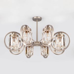 Люстра на штанге Eurosvet 10095/8 сатин-никель/прозрачный хрусталь Strotskis фото