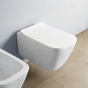 Artceram A16 Унитаз подвесной 52х36 см, безободковый, в комплекте с крепежом, цвет: белый глянцевый, декор: Cementina фото