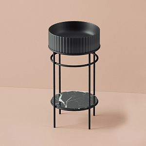 Artceram Vogue Металлическая структура Ø44хh72,5см, напольная, с раковиной, с мраморной полочкой, цвет: черный матовый фото