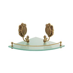 Полка c галереей Migliore Cleopatra угловая, стекло матовое/бронза 16638 фото