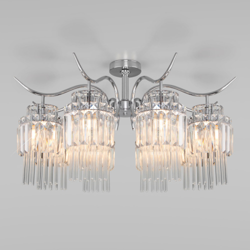 Люстра на штанге Eurosvet 10119/8 хром/прозрачный хрусталь Strotskis