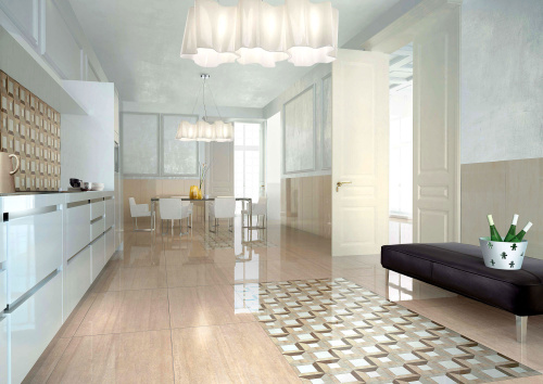 Глазурованный керамогранит Casalgrande Padana Marmoker 2950237 Travertino Miele Lucido 59x59 фото 2