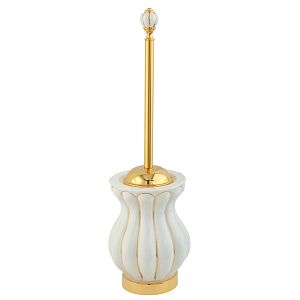 Ершик Migliore Olivia напольный, керамика белая с золотым декором, золото 17517 фото