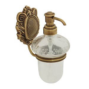 Дозатор жидкого мыла Migliore Cleopatra настенный, стекло прозрачное с матовым декором/бронза 16628 фото