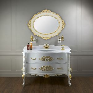 База Migliore Virginia L139xH82xP59 см, 2 выдвижных ящикаика, цвет: Lacatto Bianco/декор золото, ручки золото 28636 фото