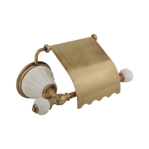 Бумагодержатель Migliore Olivia закрытый, керамика белая, бронза 17419