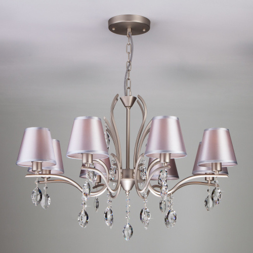Подвесная люстра Eurosvet 10089/8 сатин-никель/прозрачный хрусталь Strotskis