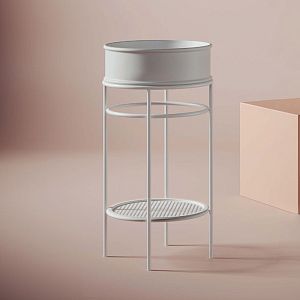 Artceram VOGUE Металическая структура Ø44хh72,5см с раковиной Atelier без отв, под смеситель, с сетчатой полочкой, напольный, цвет: белый матовый фото