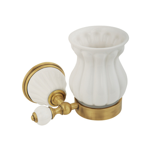 Стакан Migliore Olivia настенный, керамика белая, бронза 17444