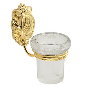 Стакан Migliore Cleopatra настенный, стекло прозрачное с матовым декором/золото 16677 фото