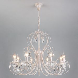 Подвесная люстра Eurosvet 3305/8 белый с золотом/прозрачный хрусталь Strotskis фото