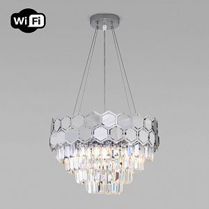 Каскадная люстра Eurosvet 10124/5 хром/прозрачный хрусталь Strotskis Smart (10113/5) фото