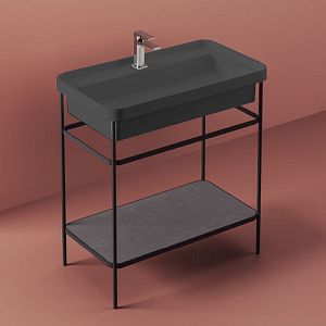 Artceram FUORI SCALA Металическая структура 40x57хh83см с раковиной на 1 отв, напольная, цвет белый, структура цвет: черный матовый фото