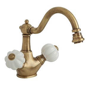 Смеситель для биде Migliore Olivia, донный клапан "click-clack", белый/бронза 18995 фото