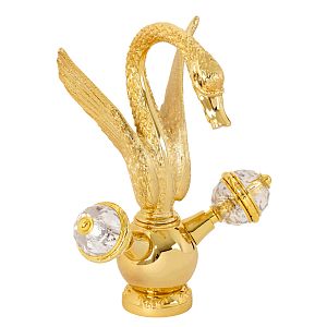Смеситель для раковины Migliore Luxor, лебедь Малый h29 см, ручки Crystal, золото 27191 фото