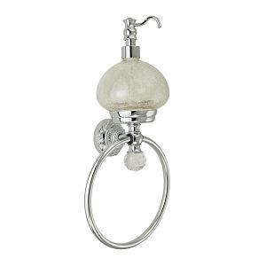 Дозатор жидкого мыла Migliore Cristalia с кольцом настенный, стекло/хром/Swarovski 16801 фото