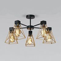 Люстра на штанге Eurosvet 70107/5 черный/латунь фото