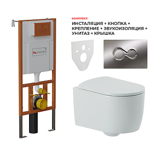 Artceram Monet Комплект 6в1: унитаз подвесной + сиденье + инсталляция + клавиша хром фото