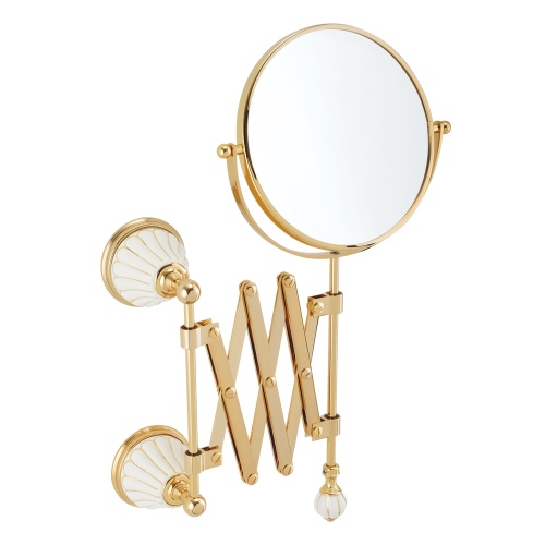 Зеркало Migliore Olivia оптическое настенное пантограф, L23-63 см керамика белая с декором золото, золото 17521