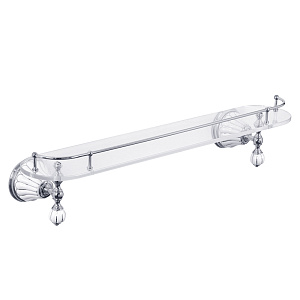 Полка c галереей Migliore Olivia L60 см, стекло/керамика белая с декором платина, хром 17557 фото