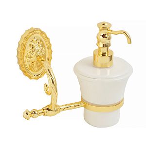 Дозатор жидкого мыла Migliore Edera настенный, керамика/золото 16936 фото