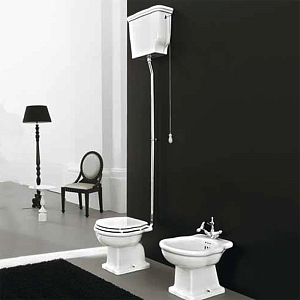 Artceram HERMITAGE Унитаз приставной слив в пол, 36х55см, с крепежом в комплекте, цвет: белый/хром фото