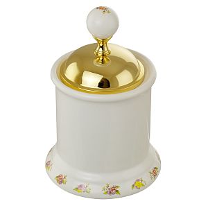 Баночка Migliore Provance низкая H10 см с крышкой, керамика с декором/золото 17686 фото