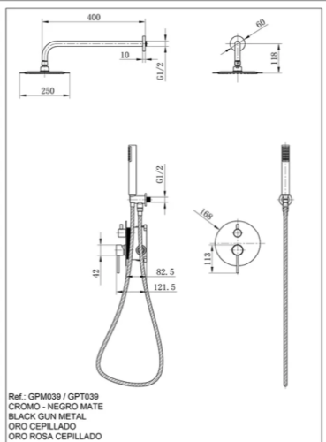 Душевой гарнитур скрытого монтажа IMEX GPM039/NG фото 3