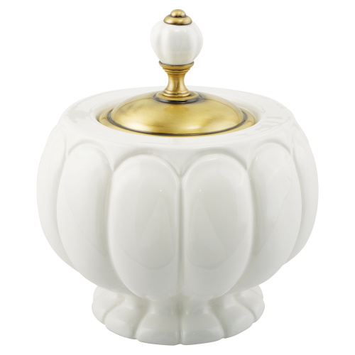 Баночка Migliore Olivia H12xD16 см, керамика белая, бронза 17418