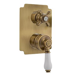 Смеситель скрытого монтажа Migliore Ermitage монокомандный, 4-х позиционный с девиатором, ручка белая, бронза 18617 фото