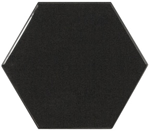 Equipe Scale Настенная керамическая плитка Hexagon Black 10.7x12.4 глазурованный глянцевый фото
