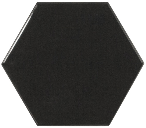 Equipe Scale Настенная керамическая плитка Hexagon Black 10.7x12.4 глазурованный глянцевый