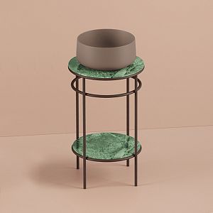 Artceram Vogue Металлическая структура Ø44хh72,5см, напольная,  с раковиной, с мраморной столешницей и полочкой, цвет: moka/tortora фото