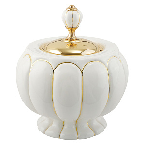 Баночка Migliore Olivia h12xD16 см, керамика белая с золотым декором, золото 17511 фото