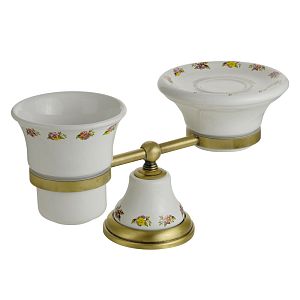 Стакан Migliore Provance и мыльница настольные, керамика с декором/бронза 17642 фото
