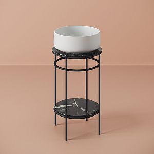 Artceram Vogue Металлическая структура Ø44хh72,5см, напольная, с раковиной, с мраморной столешницей и полочкой, цвет: черный матовый/белый матовый фото