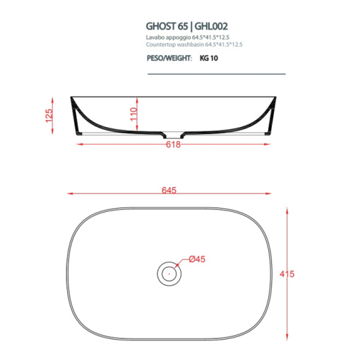 Artceram Ghost Раковина 65х42 см, без отв,, цвет: giallo zinco фото 2