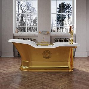 Ванна Migliore Impero Podium 180x87хH76 см золото, подиум золото, слив/перелив золото + 2 декор 26351 фото
