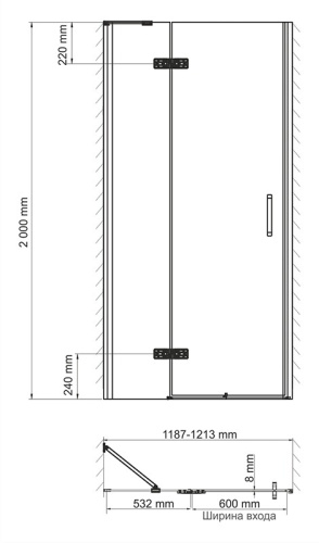 Wasserkraft Aller 10H05LBLACK MATT Душевая дверь фото 3