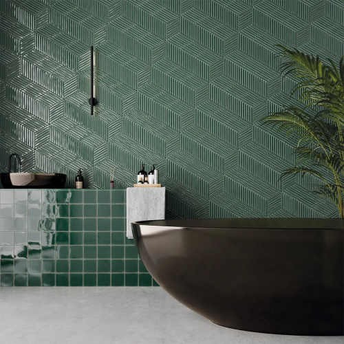 Керамическая плитка WOW Spike Bars 135016 A Royal Green Gloss 15x25,9 фото 2