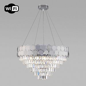 Каскадная люстра Eurosvet 10124/8 хром/прозрачный хрусталь Strotskis Smart (10113/8) фото