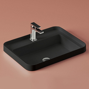 Artceram Fuori Scala Раковина 60х45 см, с 1 отв, под смеситель, встраиваемая, без перелива, цвет: черный матовый фото