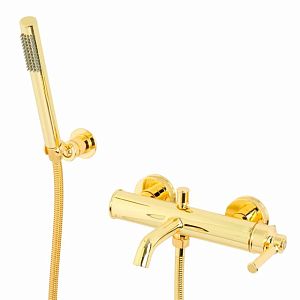 Смеситель для ванны Migliore Ermitage Mini монокомандный внешний, с ручным душем, ручка латунь, золото 31418 фото