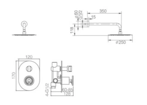 Душевой гарнитур скрытого монтажа IMEX GPC033 фото 3
