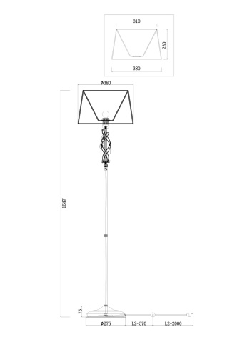 Напольный светильник (торшер) Freya FR2001FL-01G фото 2