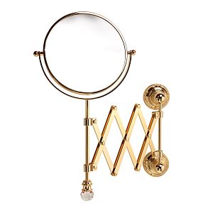 Зеркало Migliore Cristalia оптическое пантограф D18xH41xP60 см (3Х) настенное, золото/Swarovski 16836 фото