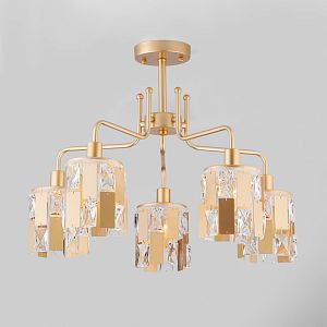 Люстра на штанге Eurosvet 10101/5 перламутровое золото/прозрачный хрусталь Strotskis фото