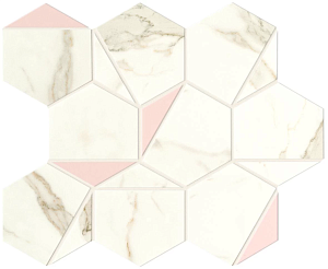 Керамическая плитка Atlas Concorde A4WS Marvel Shine Calacatta Prestigio Rose Hex Silk  25,1х29 фото