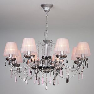 Подвесная люстра Eurosvet 10086/8 серебро/дымчатый хрусталь Strotskis фото