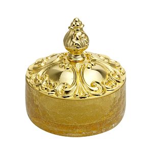 Баночка Migliore Elisabetta низкая, H13 см с крышкой, стекло/золото 17057 фото